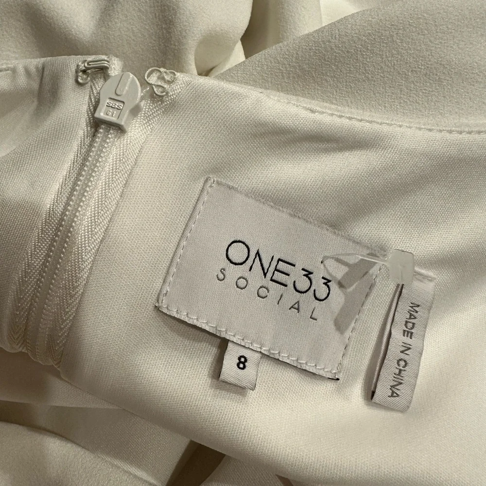One33 Social white Long Sleeve Dress with Pearl Details size 8 - Picture 8 of 10